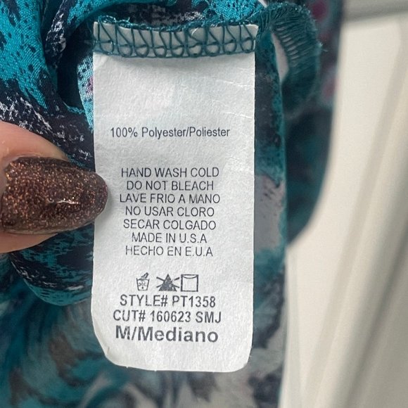 PAPERMOON Howell Tie Neck Blouse, Size Medium, Turquoise Ikat - Picture 10 of 10